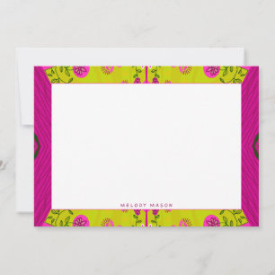 Bohemische Chintz Illustration Mustard Fuchsia Nam Mitteilungskarte