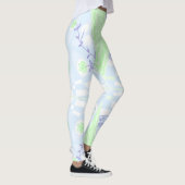 Bohemische Chintz Illustration Pastel Blue Green Leggings (Rechts)