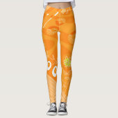 Bohemische Chintz Illustration Pastel Orange Leggings (Vorderseite)