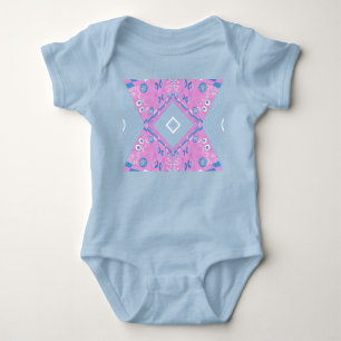 Bohemische Chintz-Illustration Rosa Blau Baby Strampler