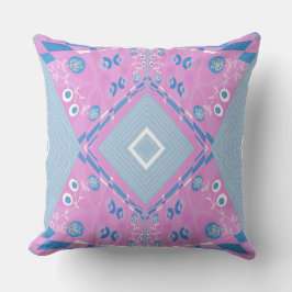 Bohemische Chintz-Illustration Rosa Blau Kissen