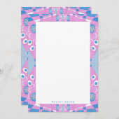 Bohemische Chintz-Illustration Rosa Blauer Name Mitteilungskarte (Vorne/Hinten)