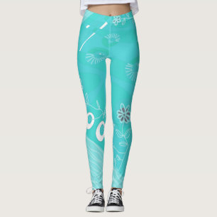 Bohemische Chintz-Illustration Türkis Leggings