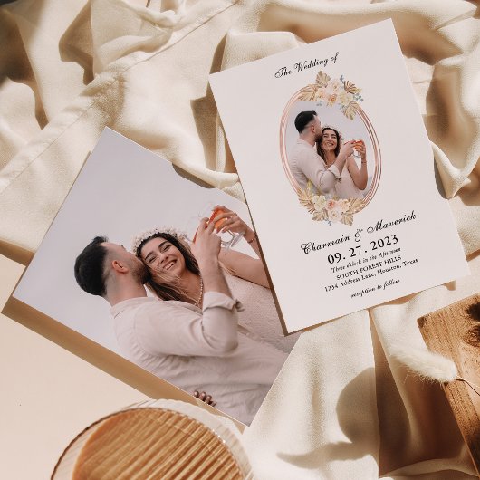 Bohemische Circle Boarder 2 Foto Hochzeit Einladung