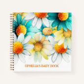 Bohemische Daisis Wildblume Muster Name Baby Book Notizblock (Vorderseite)