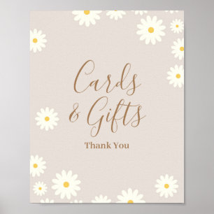 Bohemische Daisy-Blumenkarten und Geschenkgutschei Poster