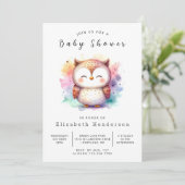 Bohemische Digital Owl Baby Dusche Einladung (Stehend Vorderseite)