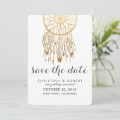Bohemische Dreamcatcher-Imitats Goldene Fossilien Save The Date (Stehend Vorderseite)