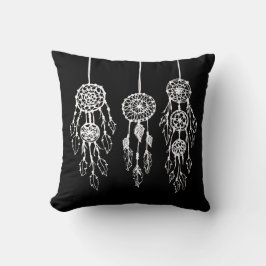 Bohemische Dreamcatcher in Schwarz und Weiß Kissen