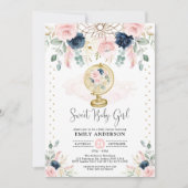 Bohemische Dreamcatcher Navy Blush Gold Baby Dusch Einladung (Vorderseite)