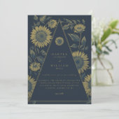 Bohemische Dreieck-Sonnenblumenhochzeit Einladung (Stehend Vorderseite)