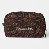 Bohemische Dunkelbraun-Blume Waschbeutel (Vorderseite)