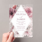 Bohemische Dusty Rose & Mauve Floral Wedding Acryleinladungen (Insitu (Handheld))