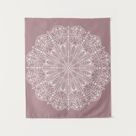 Bohemische Dusty Rose Rosa Mandala Wandteppich (Vorderseite)
