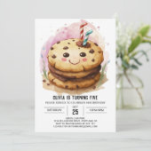 Bohemische Einfache Girly Cookies Geburtstag Einladung (Stehend Vorderseite)