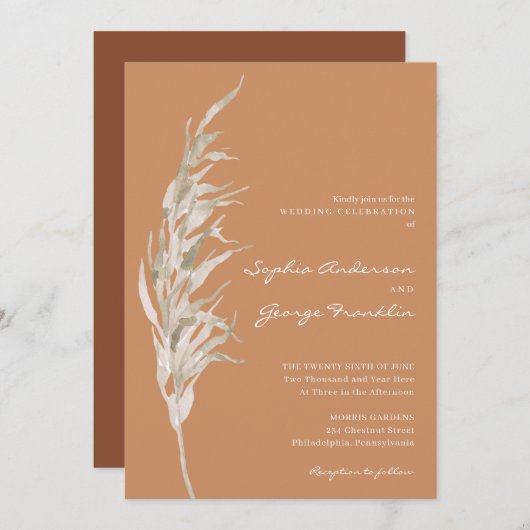 Bohemische Einladungs-Karte Terracotta Einladung (Vorne/Hinten)