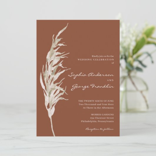 Bohemische Einladungs-Karte Terracotta Einladung (Stehend Vorderseite)