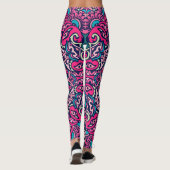 Bohemische Einrichtung in Rosa und Blau Leggings (Rückseite)