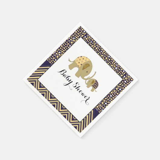 Bohemische Elefant und Zickzack Babydusche Serviette (Ecke)