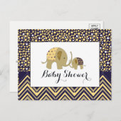 Bohemische Elefant & Zickzack Babydusche Einladung (Vorne/Hinten)