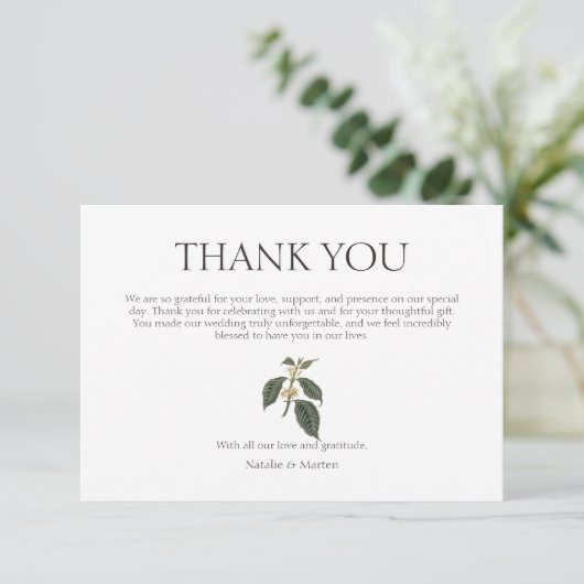 Bohemische Elegance Rustikale Winter-Kaffee-Pflanz Dankeskarte (Stehend Vorderseite)