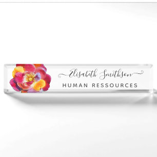 Bohemische Elegante Rose Custom Beruflich Floral Namensplakette