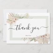 Bohemische Eleganz Grün Blühende Hochzeit Dankeskarte (Vorderseite)