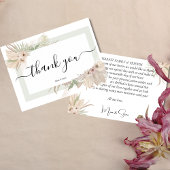 Bohemische Eleganz Grün Blühende Hochzeit Dankeskarte
