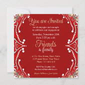 Bohemische Engagement der Red Batik Einladung (Rückseite)