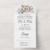 Bohemische Eukalyptus Pink Poppy Hochzeit All In One Einladung (Innen Boden)