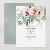 Bohemische Eukalyptus Pink Poppy Hochzeit Einladung (Vorne/Hinten)