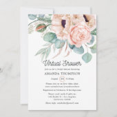 Bohemische Eukalyptus Pink Poppy Virtual Dusche Einladung (Vorderseite)