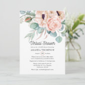 Bohemische Eukalyptus Pink Poppy Virtual Dusche Einladung (Stehend Vorderseite)