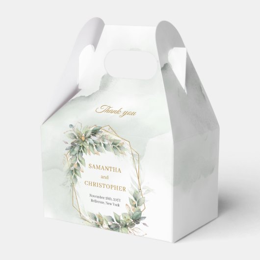 Bohemische Eukalyptus- und Goldhochzeit Geschenkschachtel (Vorderseite)