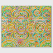 Bohemische Explosion in grün und gelb Geschenkpapier (Flach)