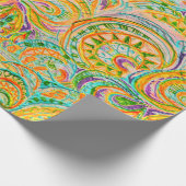 Bohemische Explosion in grün und gelb Geschenkpapier (Ecke)