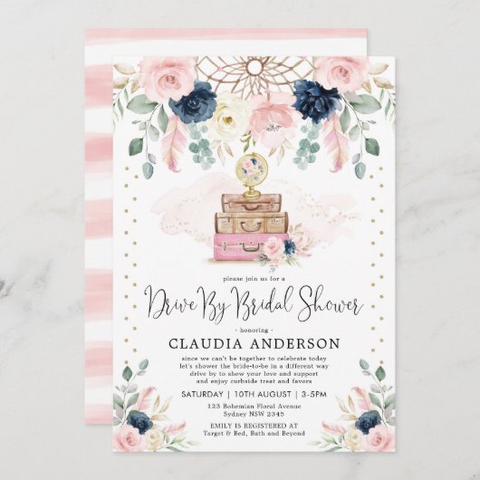 Bohemische Fahrt mit dem Brautparty Einladung (Vorne/Hinten)