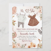 Bohemische Fall Baby Clothes Gender-Aufdeckung Einladung (Vorderseite)