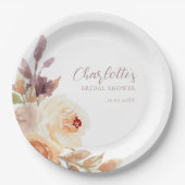 Bohemische Fall Foliage Rose Brautparty Pappteller (Vorderseite)