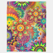 Bohemische Farbenfrohe Retro Hippie Psychedelic Bl Fleecedecke (Vorderseite)