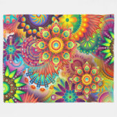 Bohemische Farbenfrohe Retro Hippie Psychedelic Bl Fleecedecke (Vorderseite (Horizontal))