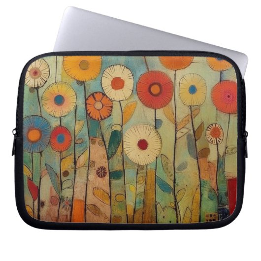 Bohemische farbige Blume Laptopschutzhülle (Vorderseite)