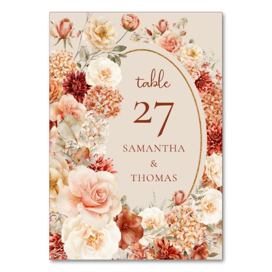 Bohemische farbige Fall blumenweise rostig bunt Tischnummer (Rückseite)