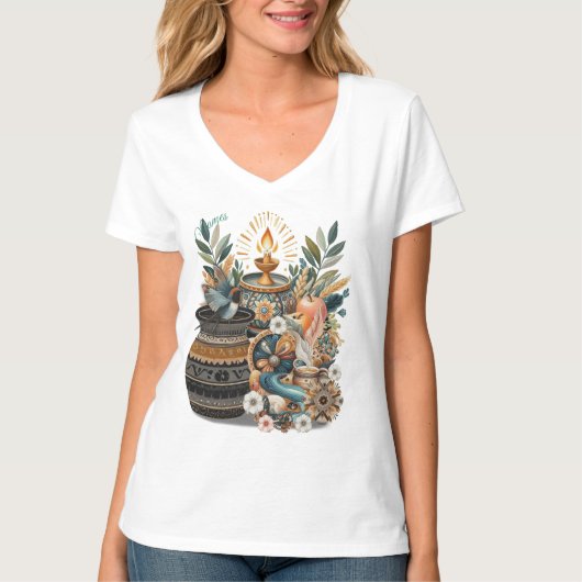 Bohemische Farbmischung, Blume und Dekoration T-Shirt (Vorderseite)