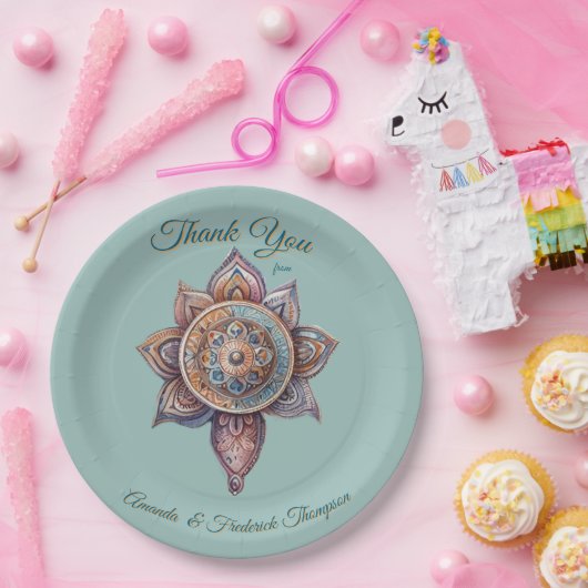 Bohemische Farbmischung und Dekoration Pappteller (Party)