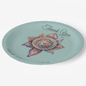 Bohemische Farbmischung und Dekoration Pappteller (Schrägansicht)