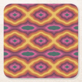Bohemische Farbpalette Wavy Lattice Muster Art Rechteckiger Pappuntersetzer (Vorderseite)