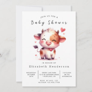 Bohemische Farm Calf Kuh Baby Dusche Einladung