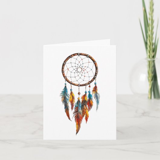 Bohemische Feather Dreamcatcher-Grüße-Karte Dankeskarte (Vorderseite)