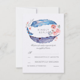 Bohemische Feathers Romantische Hochzeitskarten RSVP Karte